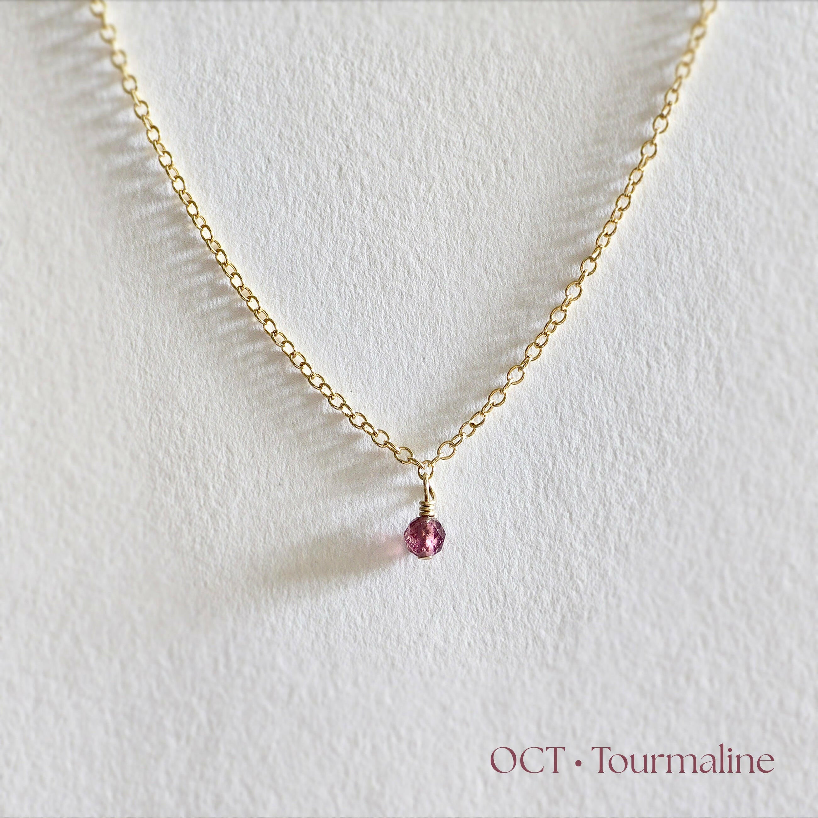 Gold filled birthstone necklace with tourmaline
