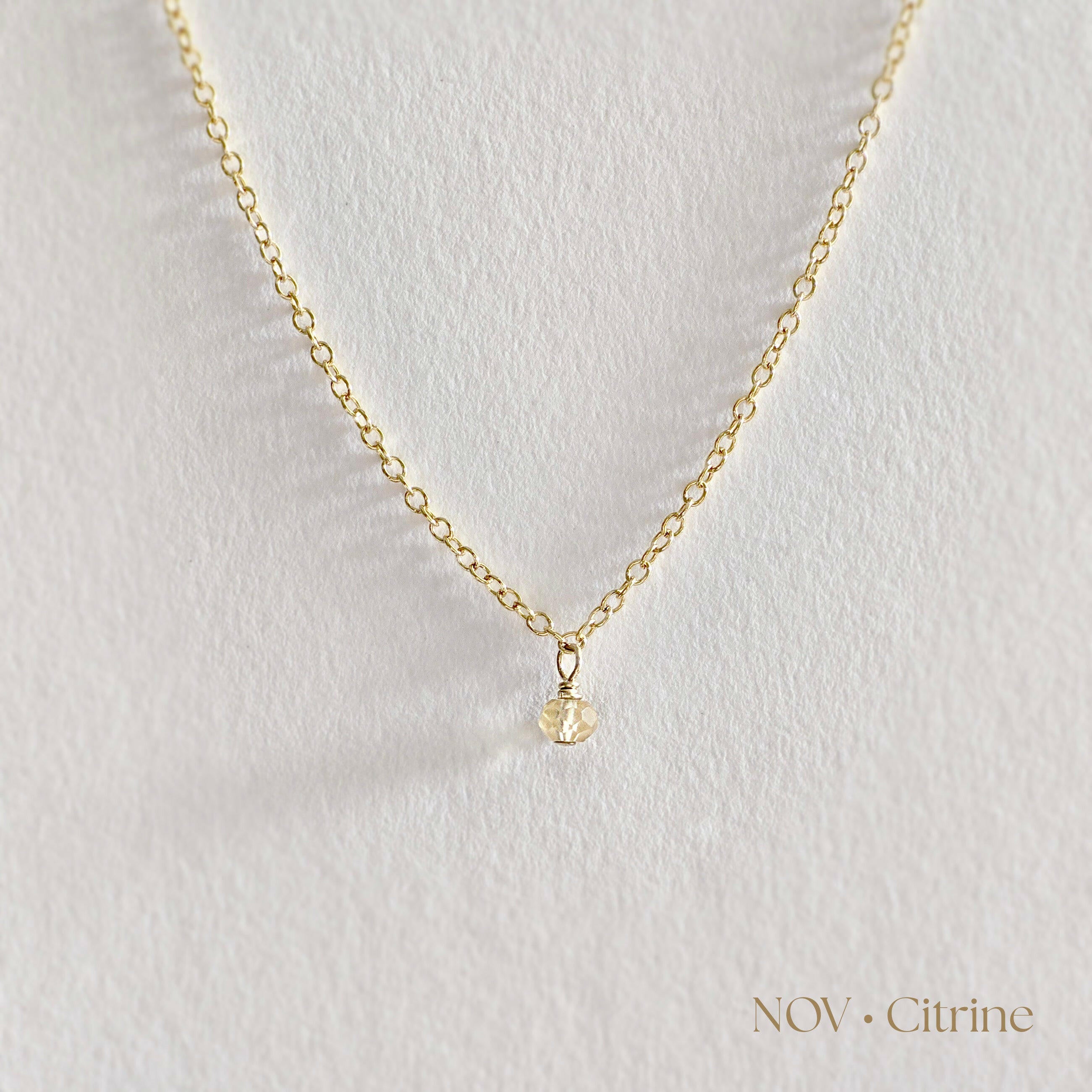 Gold filled birthstone necklace with citrine