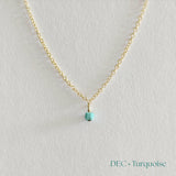 Gold filled birthstone necklace with turquoise
