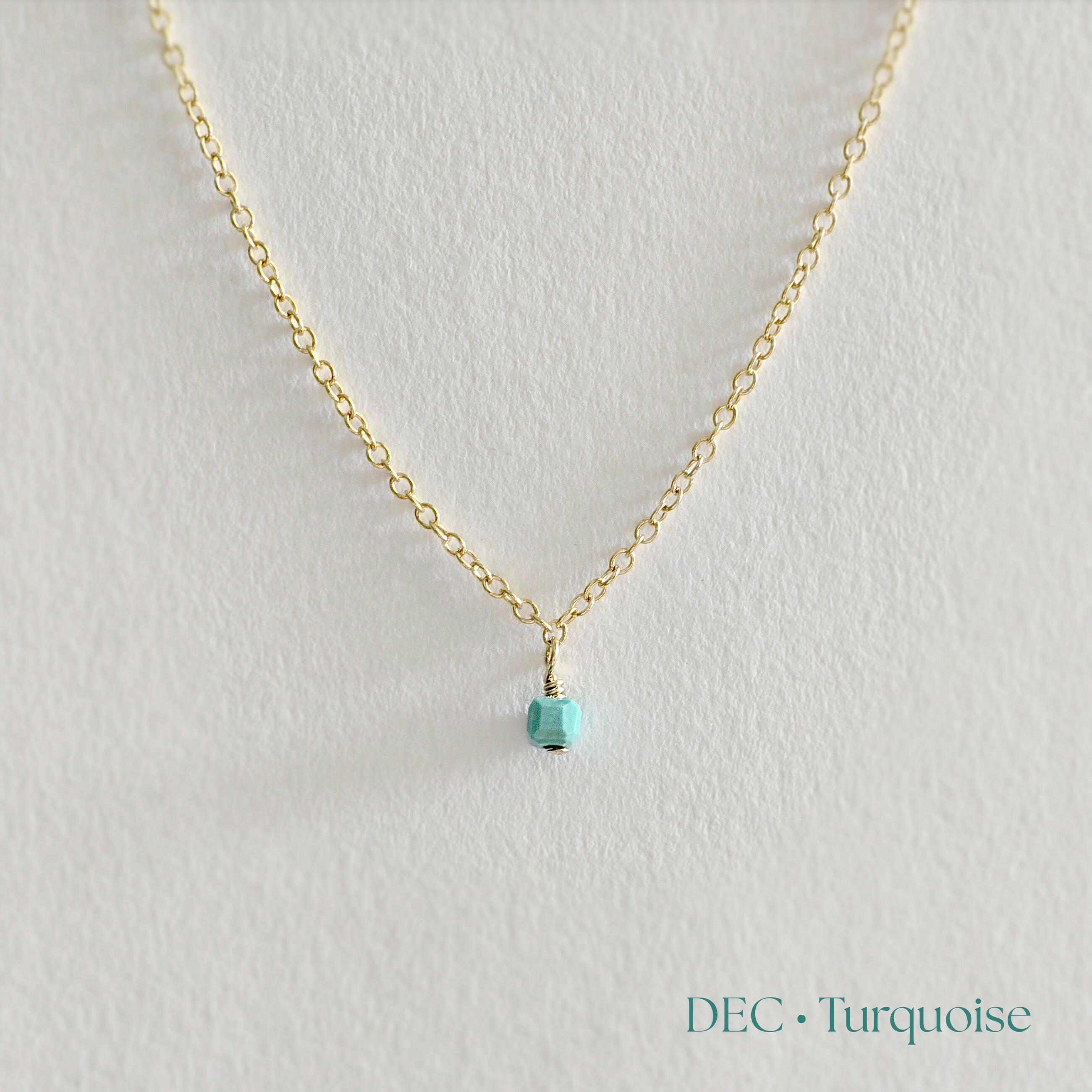Gold filled birthstone necklace with turquoise