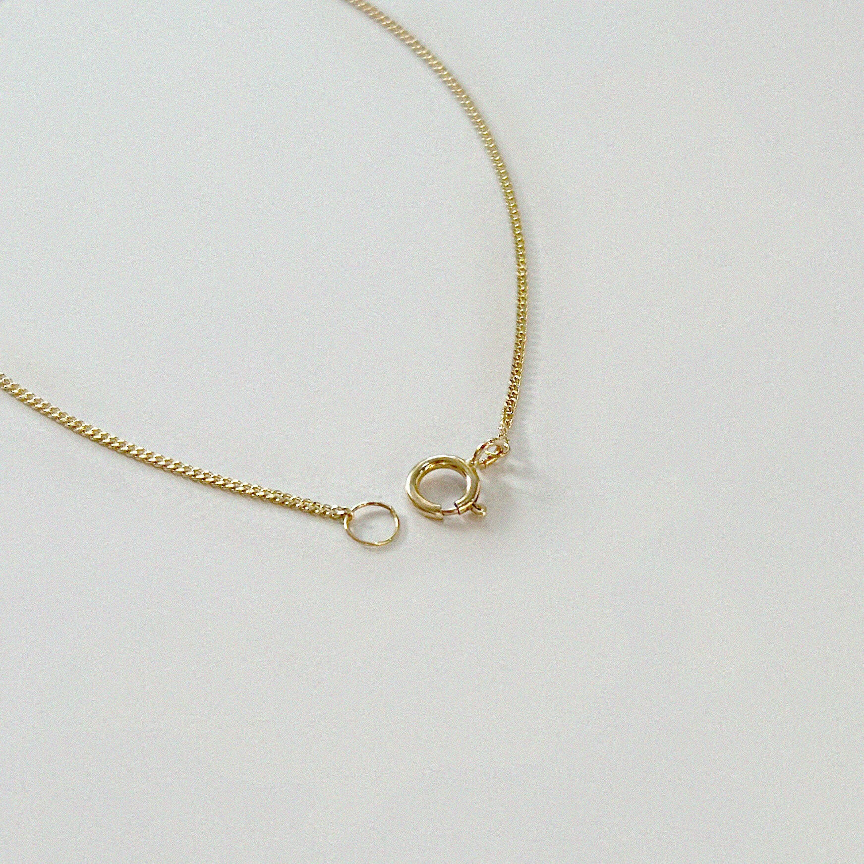 Macro close-up of the 14K gold clasp