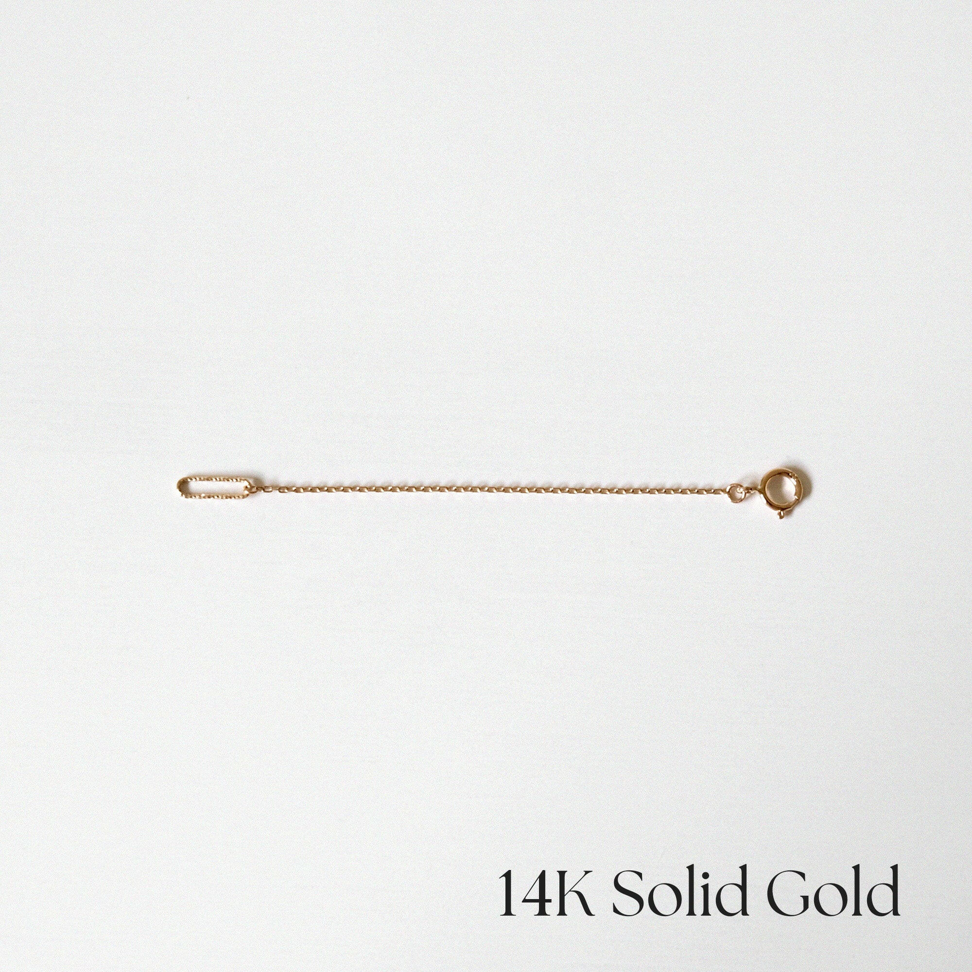 7cm 14K solid gold chain extender with spring ring and oval ring – for necklaces, bracelets, or anklets