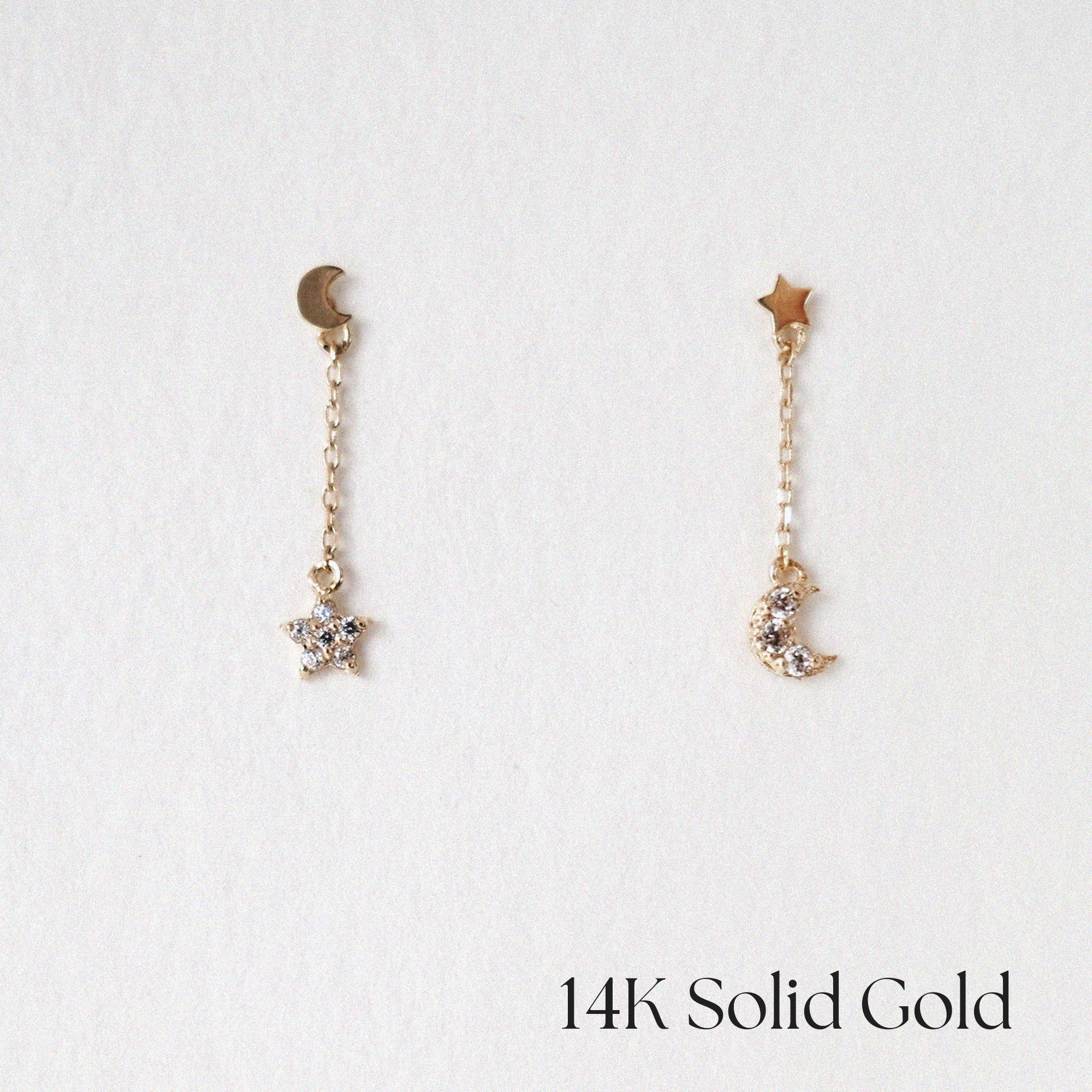 Front view of 14K Sky Chaser Earrings with sparkling CZ set in gold