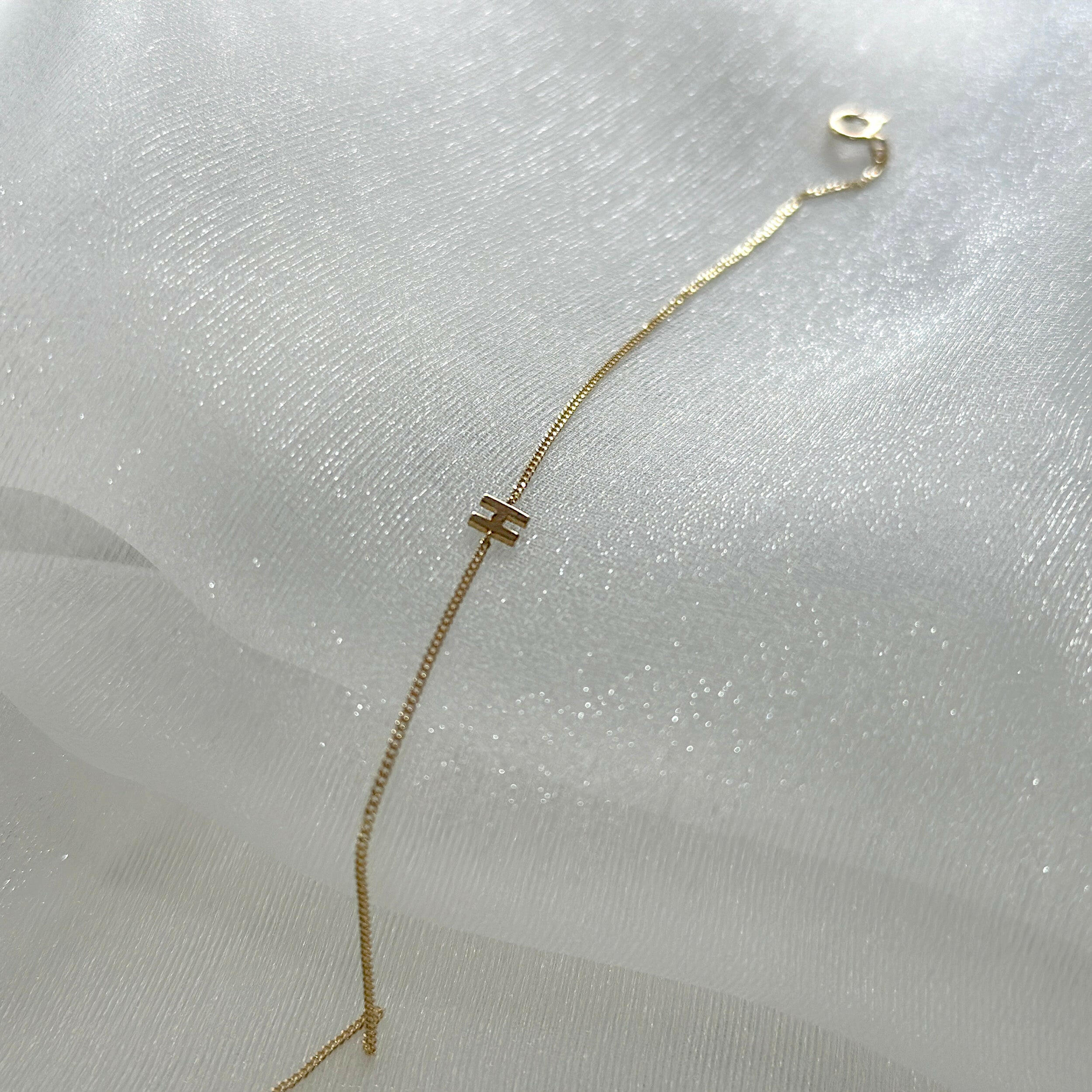 Minimalist personalized gold bracelet with high polish finish