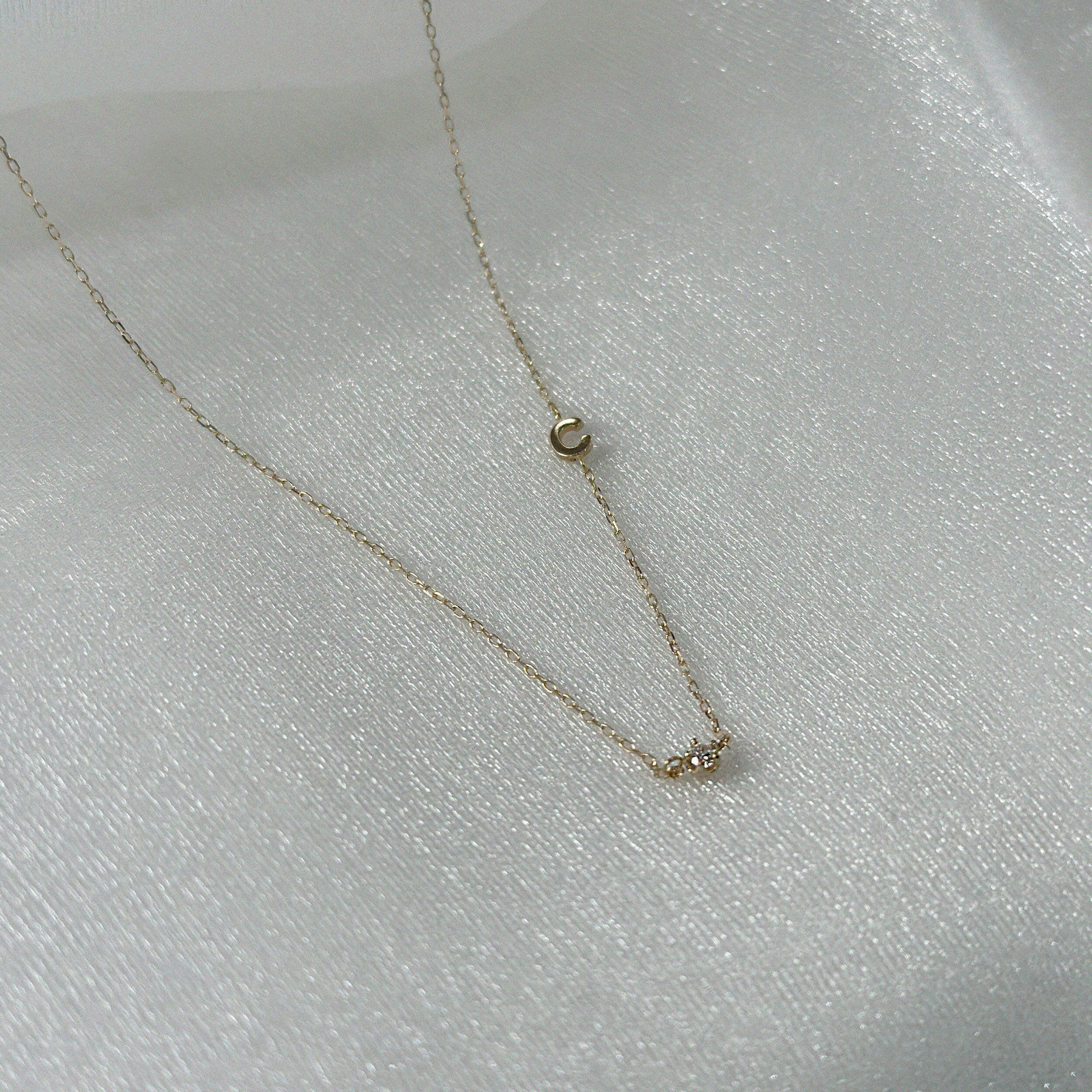 14K solid gold initial necklace with diamond – personalized letter pendant, waterproof & hypoallergenic