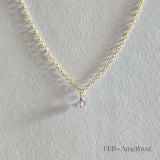 Gold filled birthstone necklace with amethyst