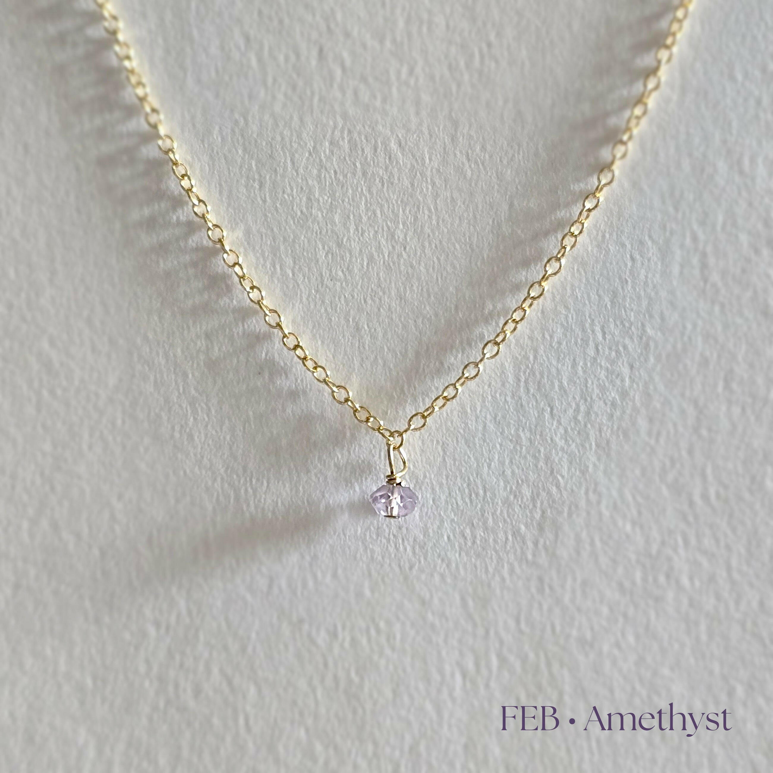 Gold filled birthstone necklace with amethyst