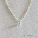 Gold filled birthstone necklace with aquamarine