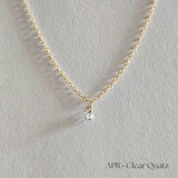 Gold filled birthstone necklace with clear quartz