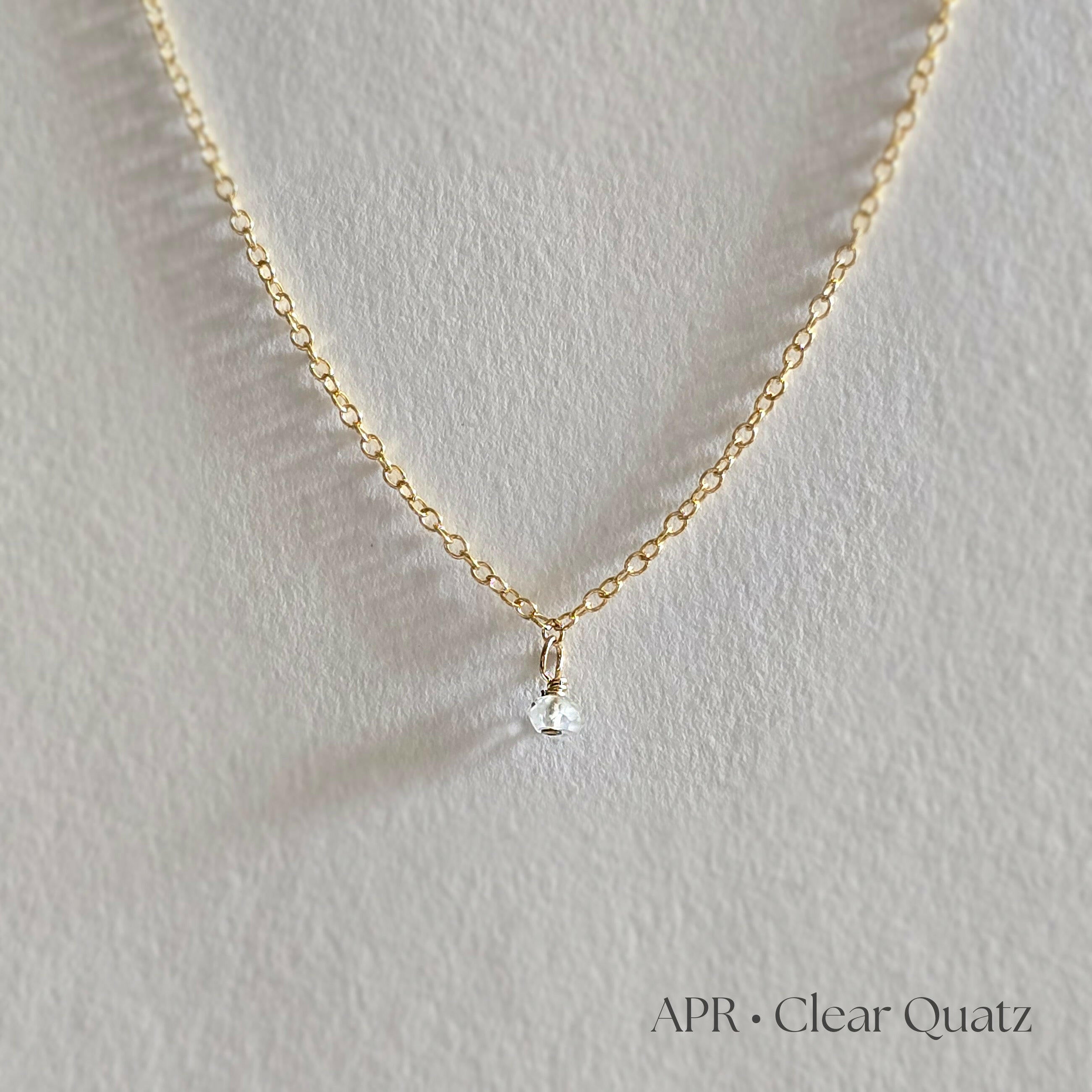 Gold filled birthstone necklace with clear quartz