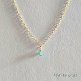 Gold filled birthstone necklace with emerald