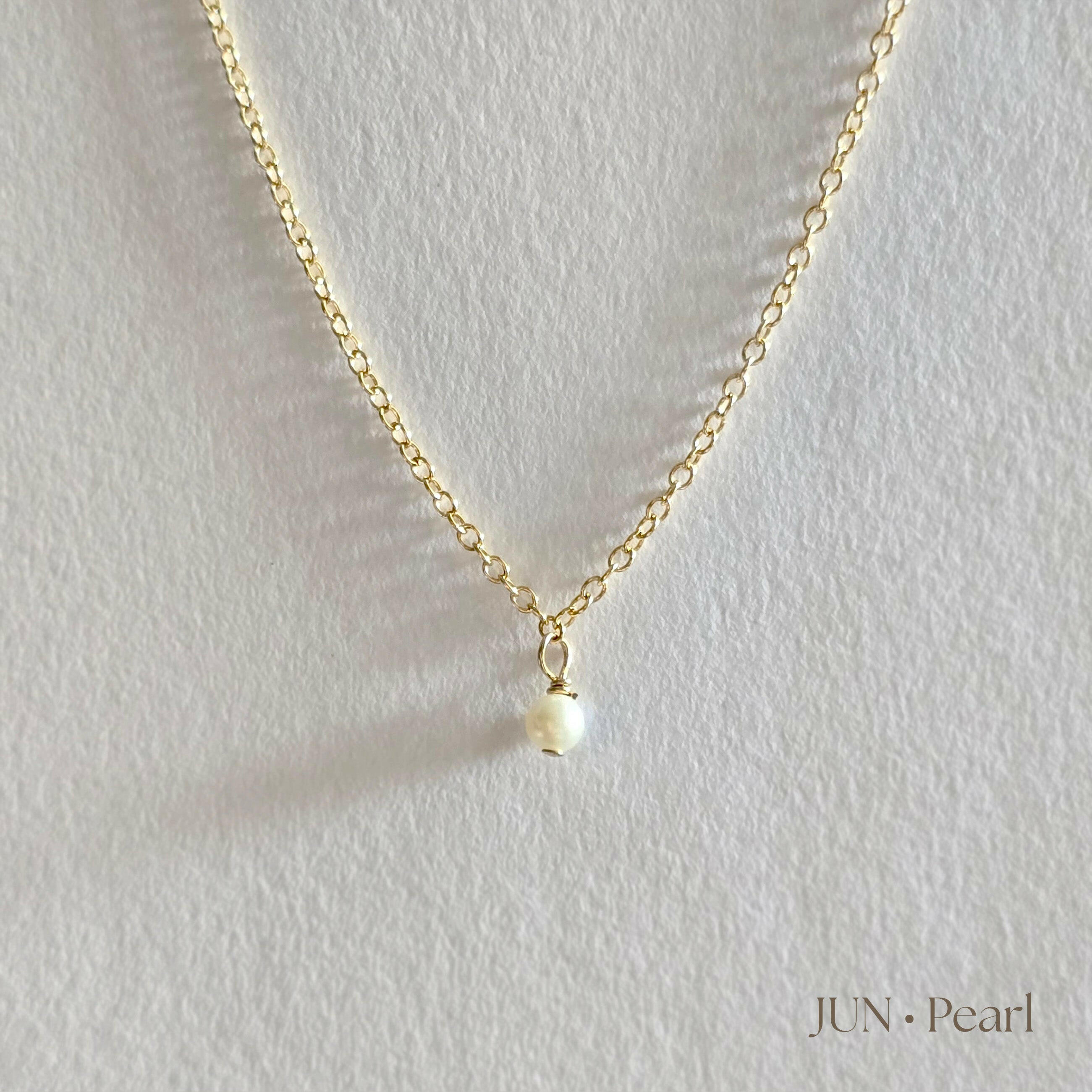 Gold filled birthstone necklace with pearl
