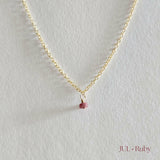 Gold filled birthstone necklace with ruby