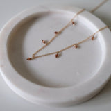 Delicate handmade gold necklace with natural agate drops for layering
