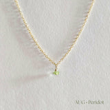 Gold filled birthstone necklace with peridot