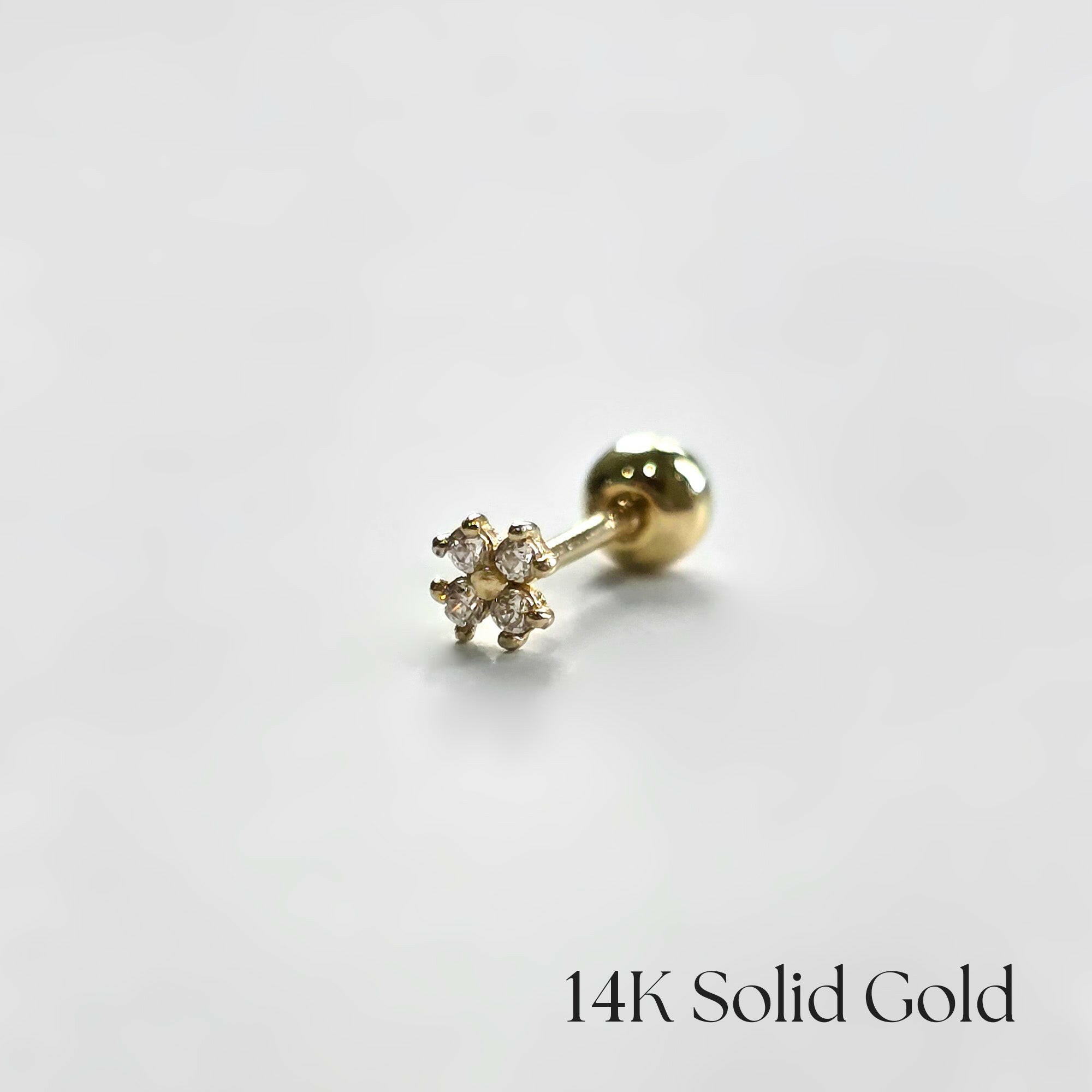 Side view of Bella Fiore Cartilage Earring, showcasing floral silhouette
