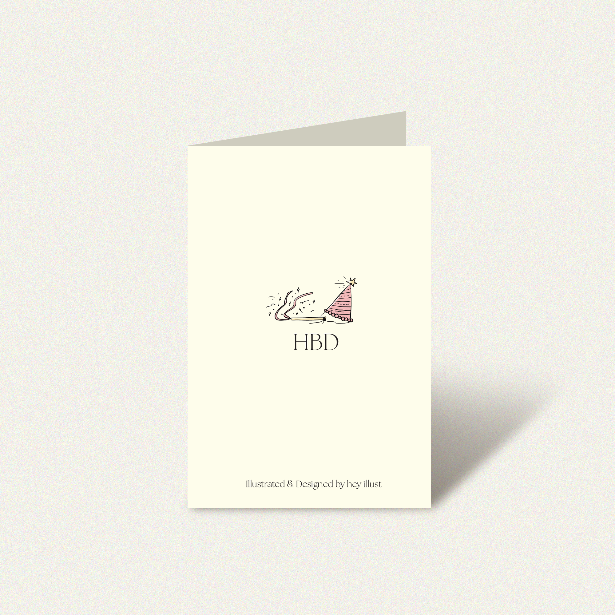 Happy Birthday personal celebration card featuring a playful and simple birthday cake illustration