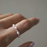 Colour Stone With Pearl Ring