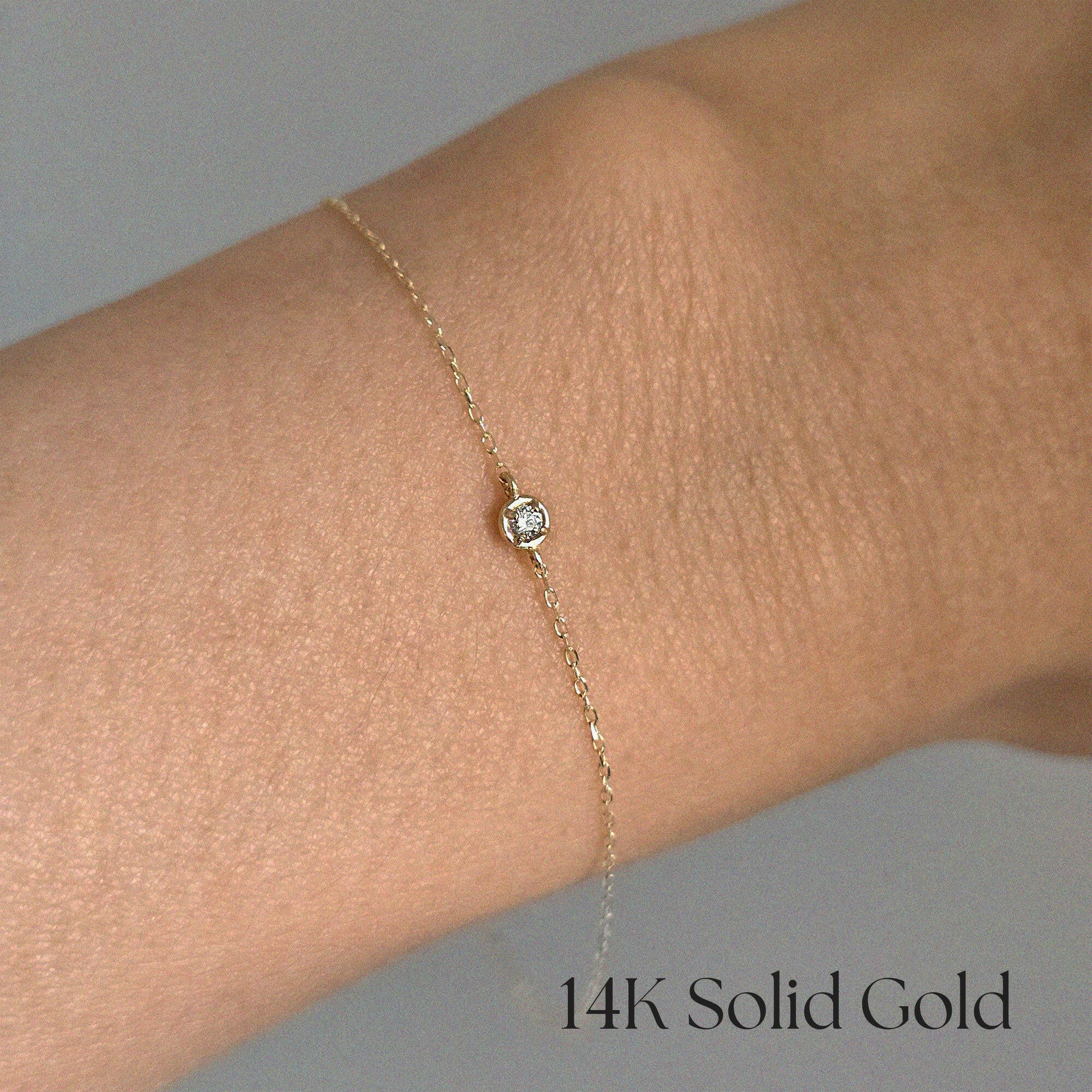 Model wearing the Diamond Accent Bracelet alone on wrist for an elegant minimalist look