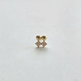 Front view of 14K Crystal Twin Cartilage Earring on white background