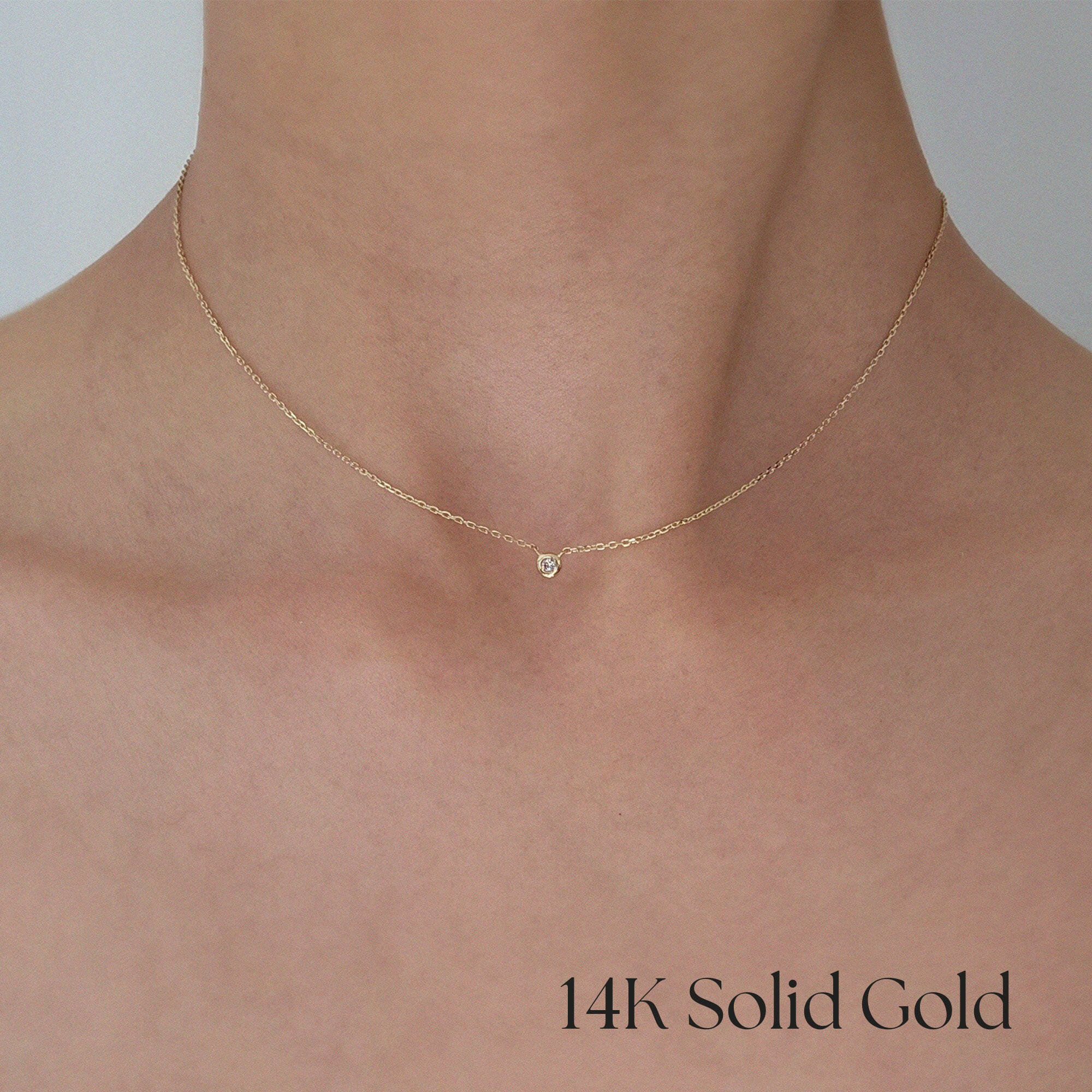 Model wearing Diamond Accent Necklace – pendant resting at collarbone for refined everyday elegance