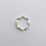 Evia Perla Ring featuring pearl style with sleek beads ball, and pearl alternating ring design