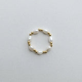 Evia Perla Ring featuring pearl style with sleek beads ball, and pearl alternating ring design