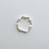 Evia Perla Ring featuring pearl style with sleek beads ball, and pearl alternating ring design