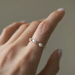 Evia Perla Ring featuring pearl style with sleek beads ball, and pearl alternating ring design