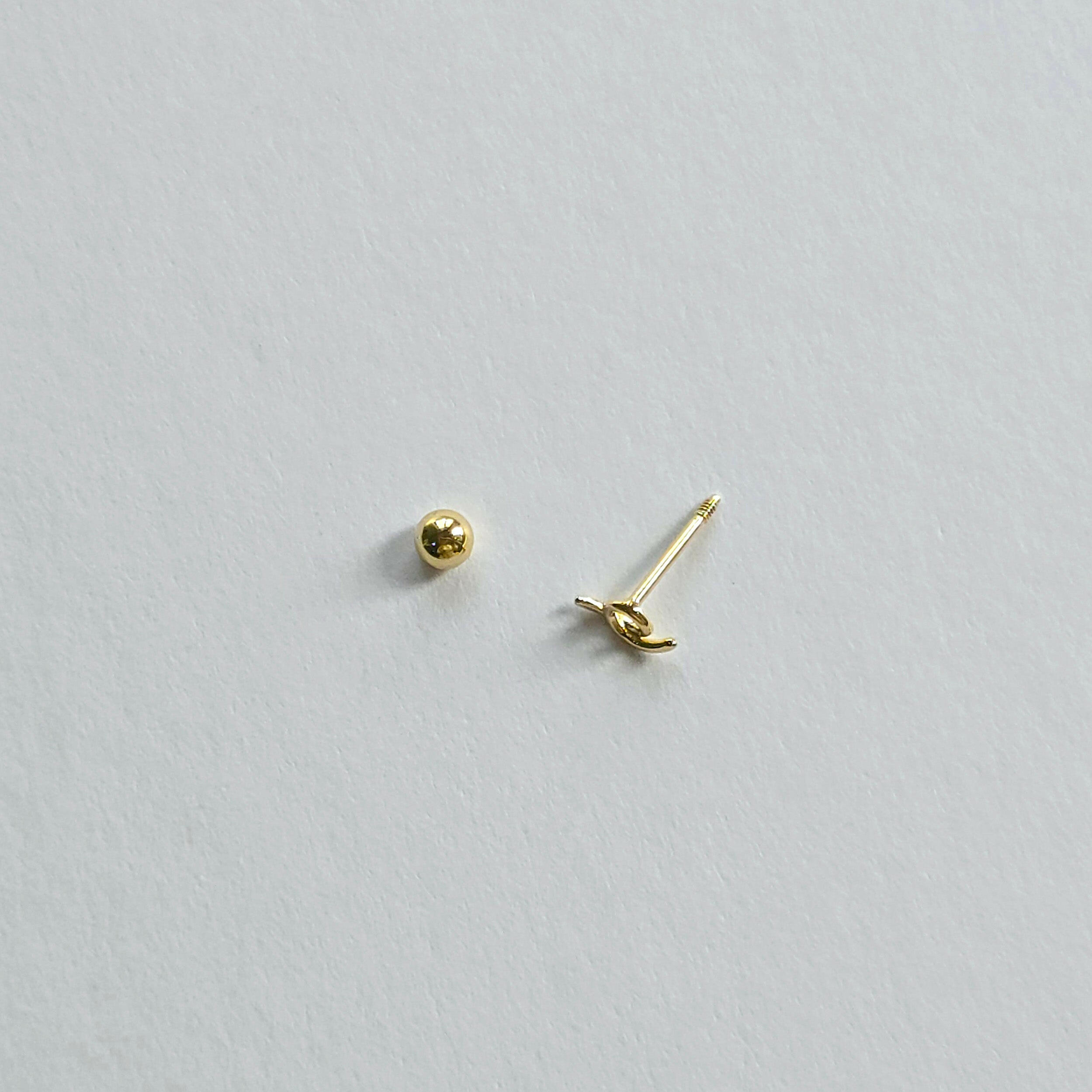 Aerial view showing secure post and closure of abstract line earring