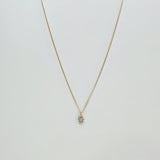 14K Solid Gold Gleam Necklace featuring marquise-cut CZ with halo setting on delicate gold chain