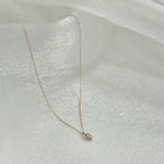 14K Solid Gold Gleam Necklace featuring marquise-cut CZ with halo setting on delicate gold chain