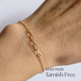 Model wrist shot with Elio Bracelet centered on wrist from above