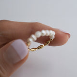 Half Freshwater Pearl Gold Ring