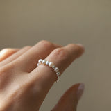 Half Freshwater Pearl Silver Ring