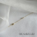 14K My Initial with Diamond Bracelet with personalized letter and 2.5mm diamond on a fine gold chain