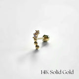 14K Jade Cartilage Earring - Side view of Jade Cartilage Earring on white background