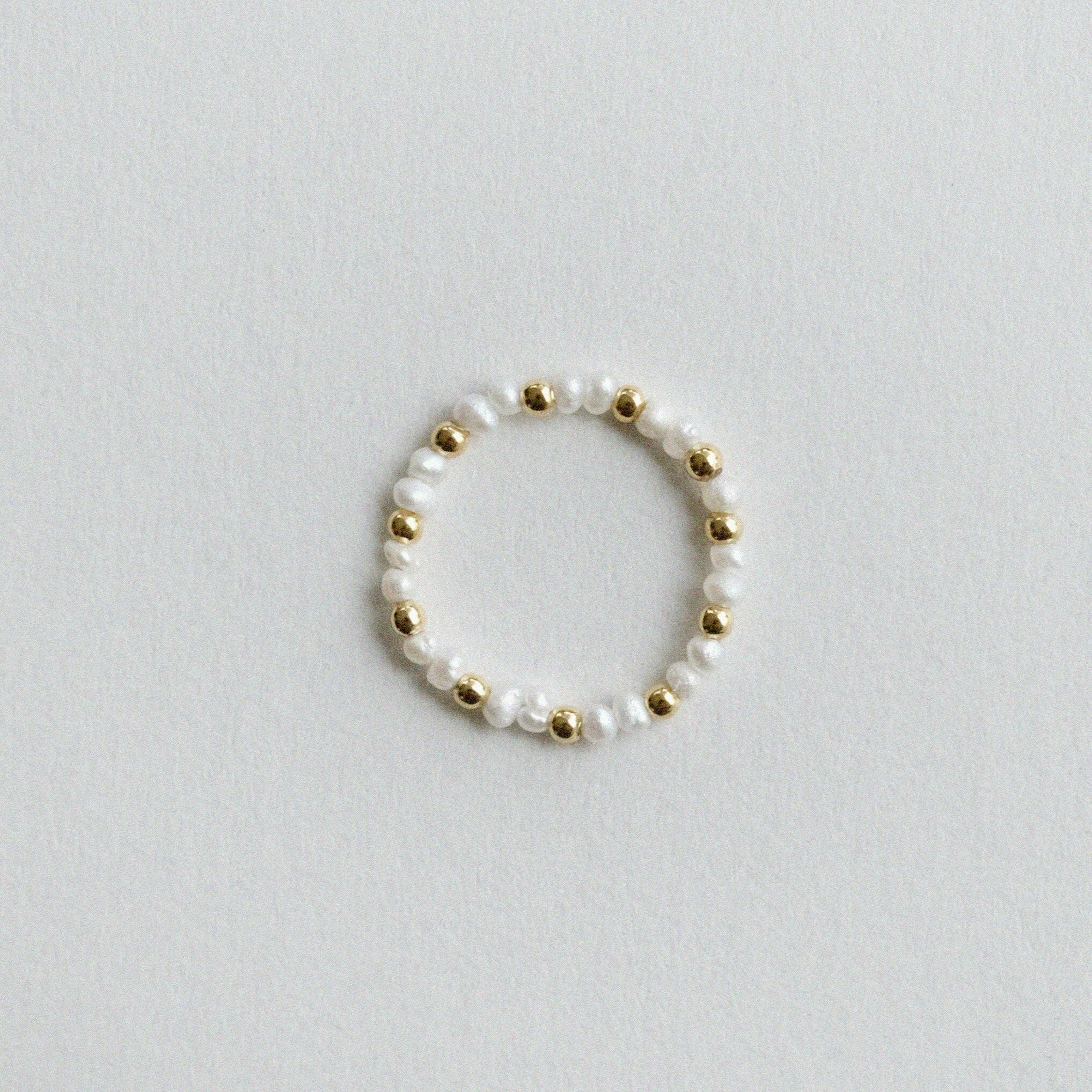 Elegant Pearl Ring featuring Handmade Charm with silver beads and pearl, stylish beaded ring perfect for formal occasions