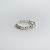 Elegant Pearl Ring featuring Handmade Charm with silver beads and pearl, stylish beaded ring perfect for formal occasions