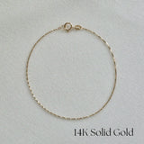 14K Lille Chain Bracelet with fine box chain design displayed on white background