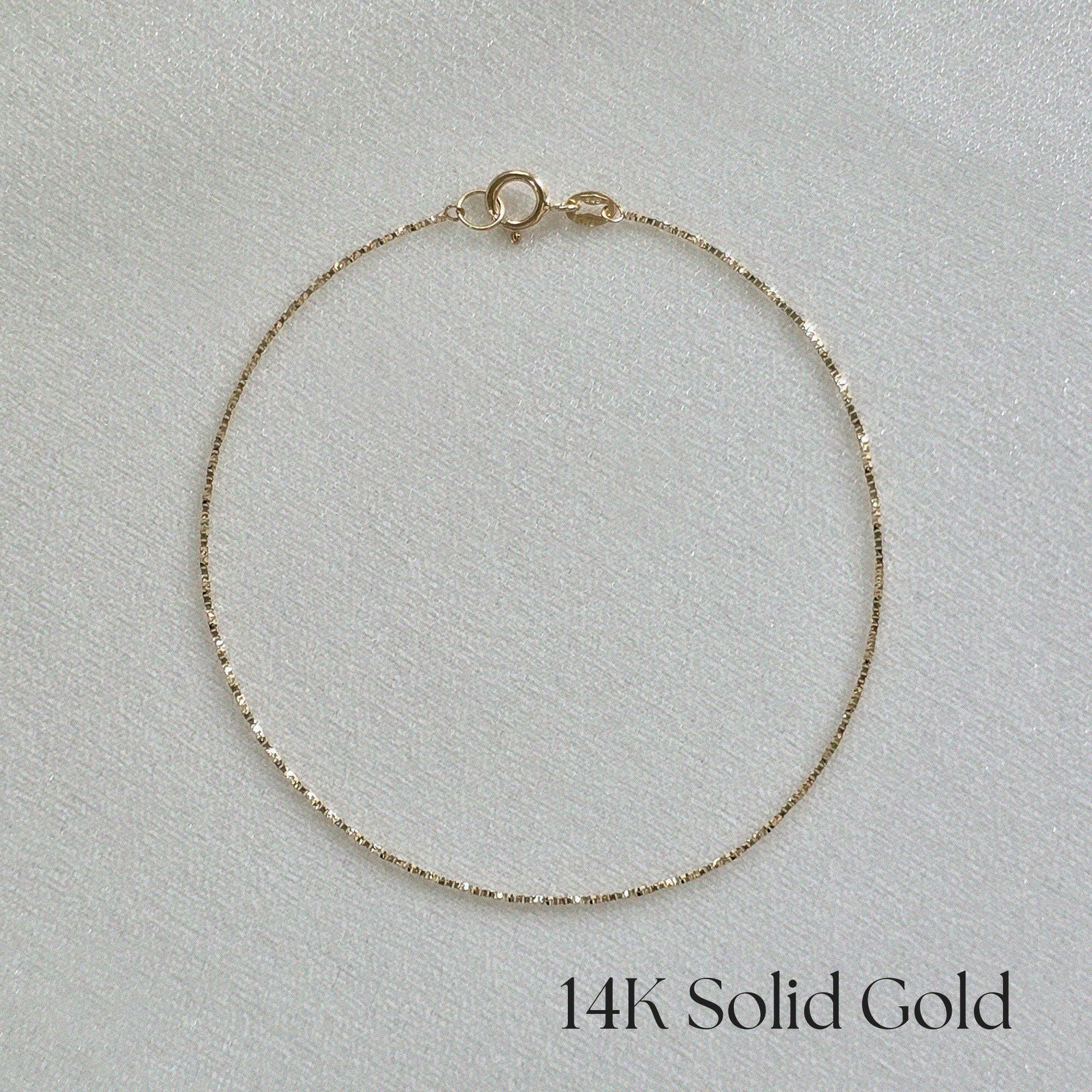 14K Lille Chain Bracelet with fine box chain design displayed on white background