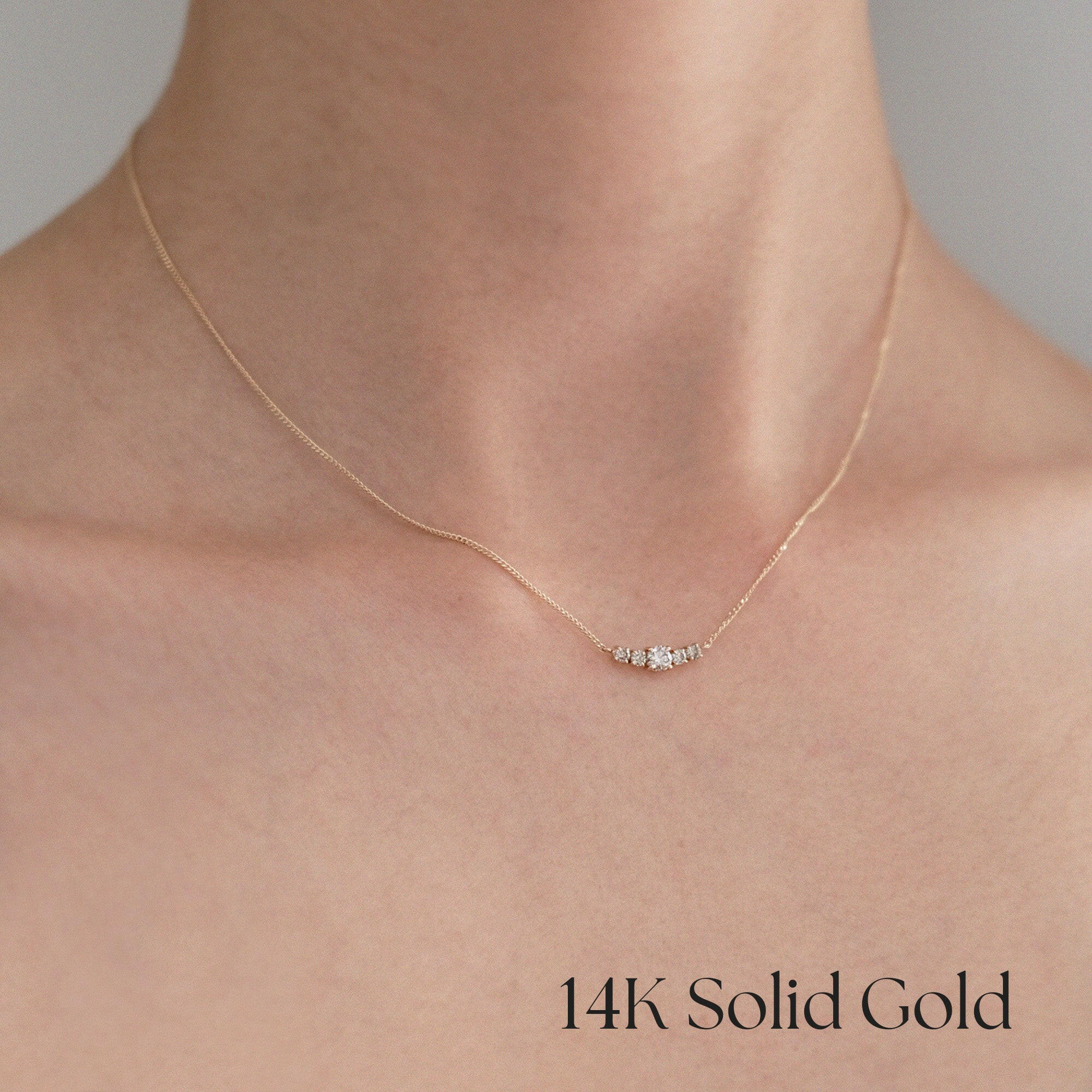 Model wearing the Luminex Diamond Necklace – pendant resting elegantly near collarbone