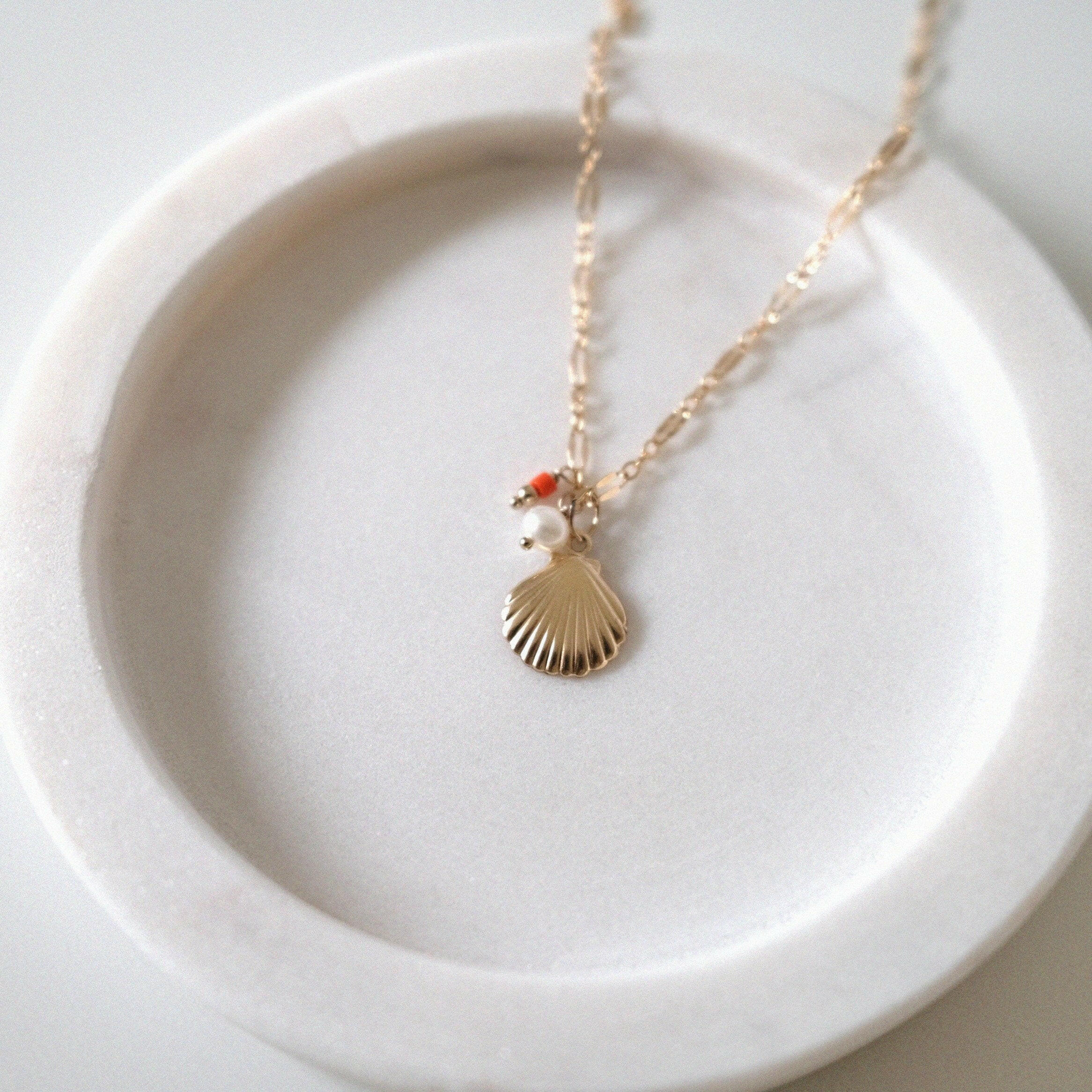 Gold filled necklace with shell pendant