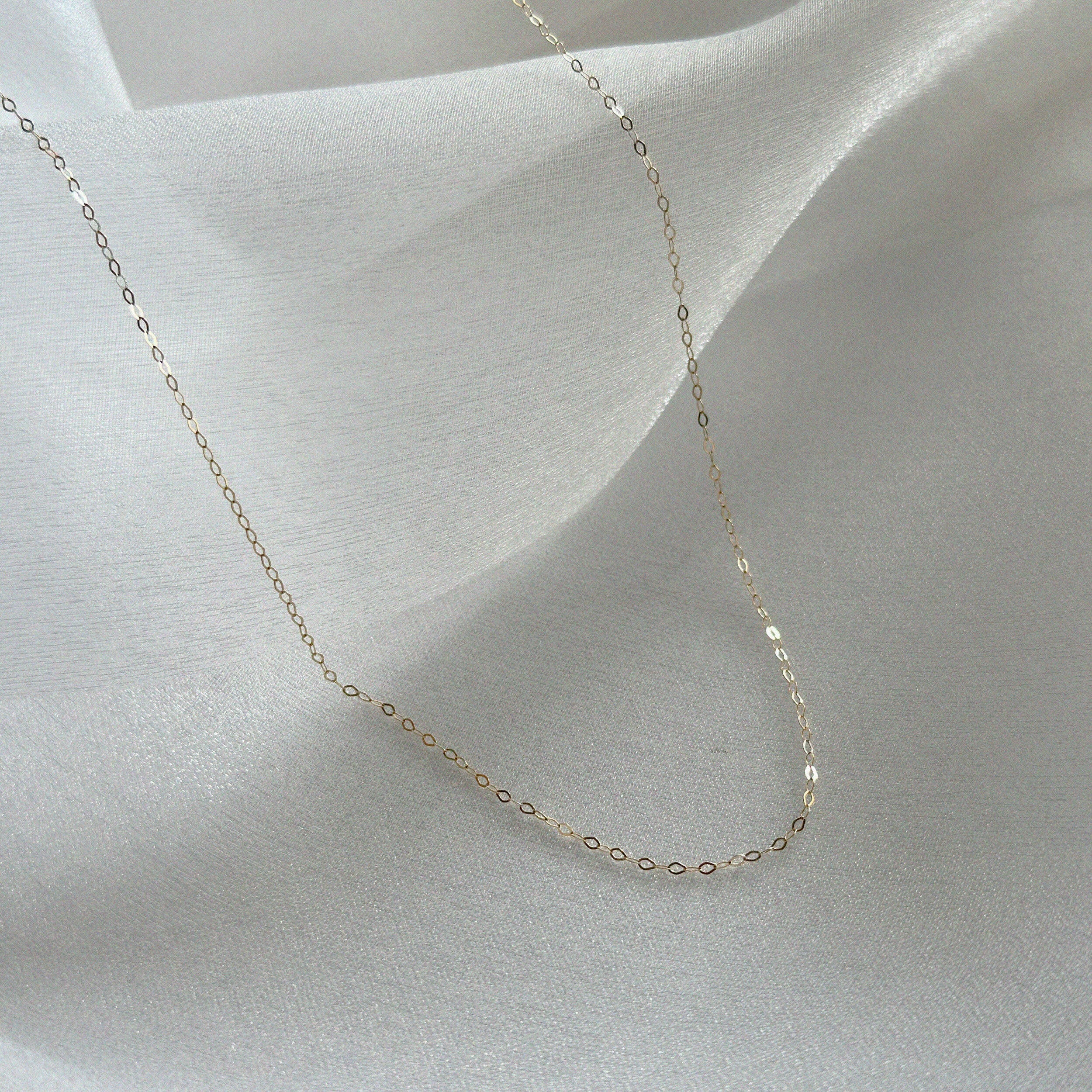 14K solid gold Milano chain necklace – minimalist diamond-cut curved chain, hypoallergenic & tarnish-free