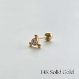 Close-up side view of Nebula Cartilage Earring showing 4mm circular crystal setting