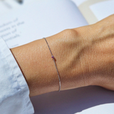 Petite crystal bracelet featuring a delicate stone and fine chain, perfect for elegant jewelry collections.