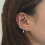 Petite CZ Bar Earring layered with petite crystal drop cartilage