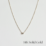 14K Solid Gold Petite Crystal Necklace featuring 3mm cubic zirconia on a fine adjustable chain