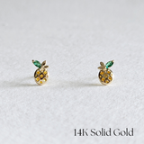 Petite Pineapple 14K Solid Gold Earrings