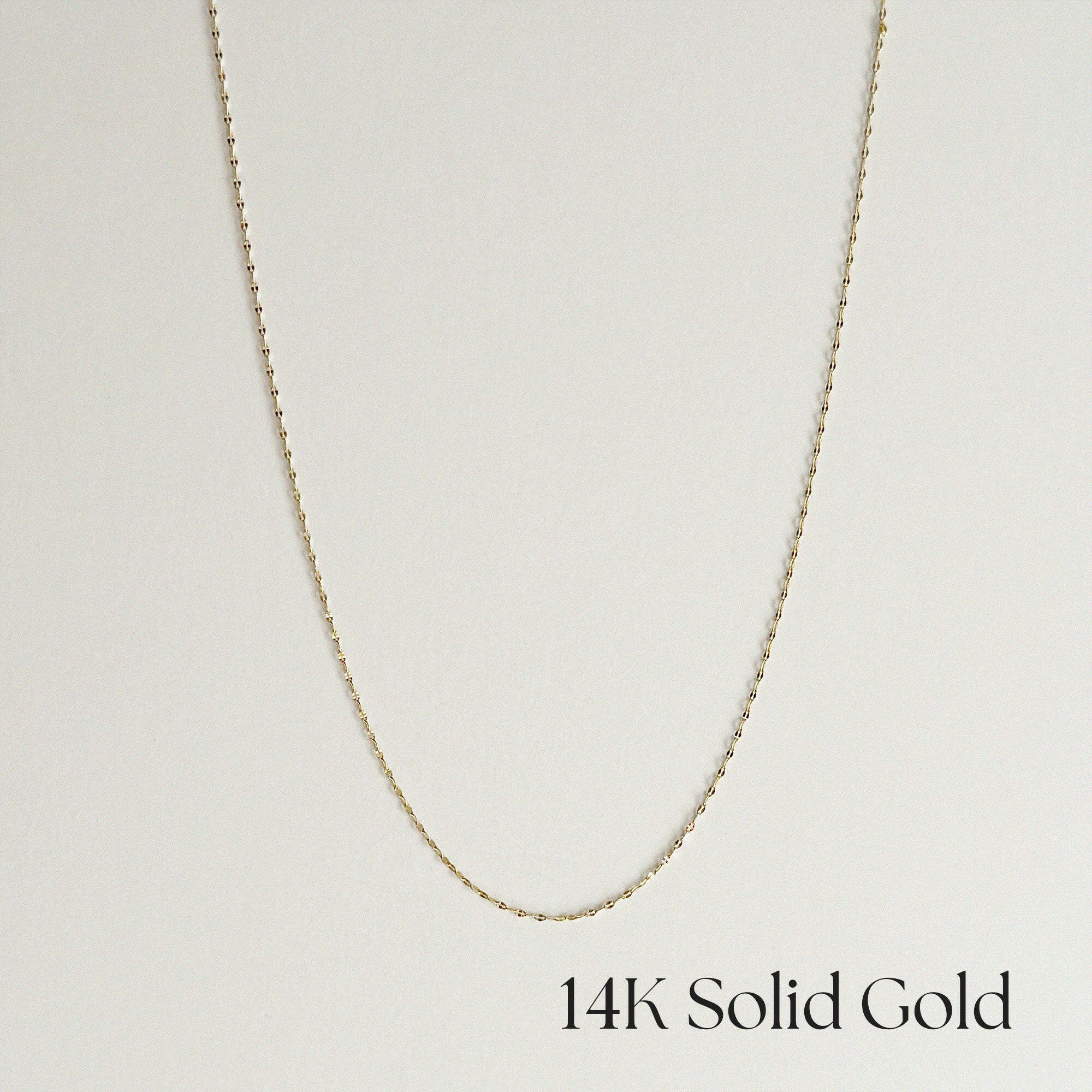 14K solid gold Roma chain necklace – dainty and lightweight layering chain, hypoallergenic and tarnish-free